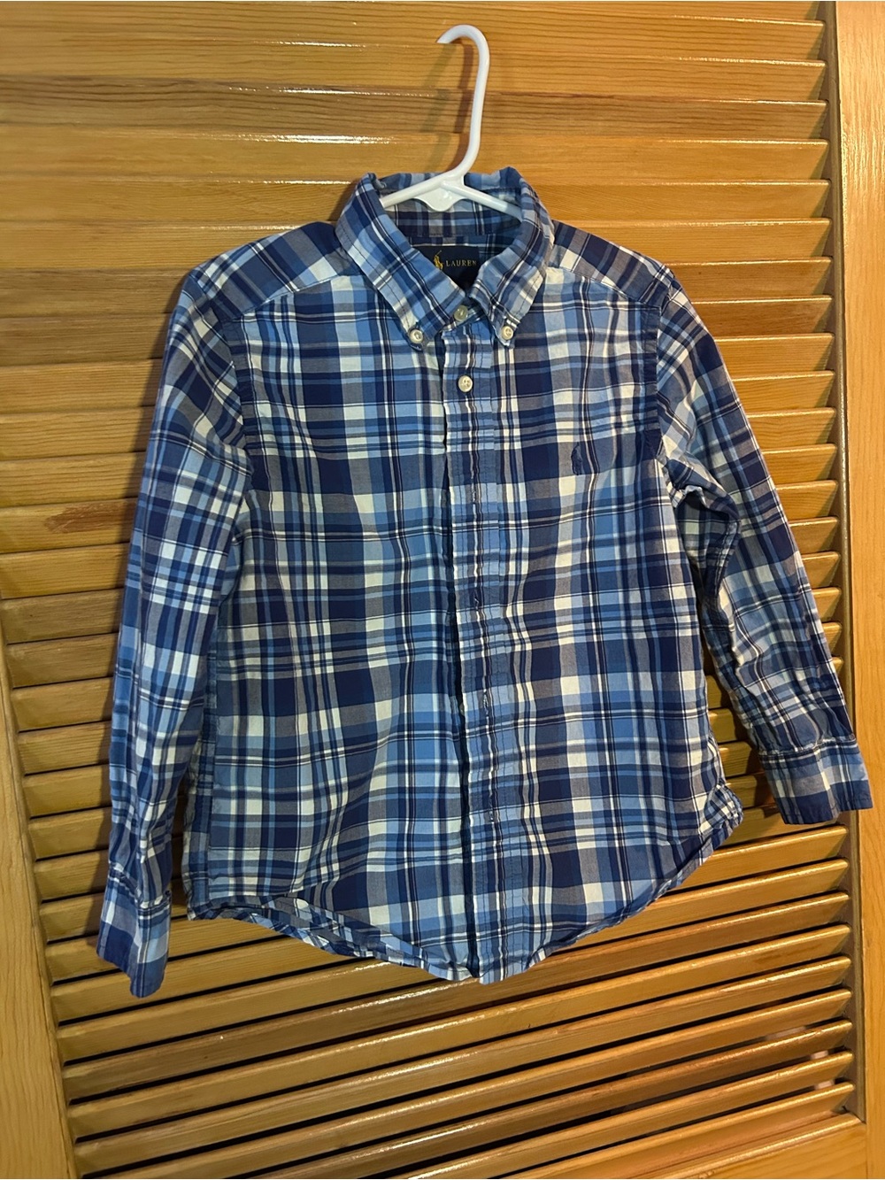 Ralph Lauren Navy and White Plaid Button-Down Shirt - Toddler 5